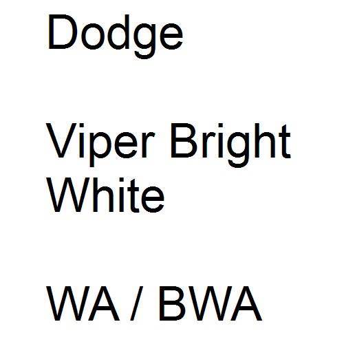 Dodge, Viper Bright White, WA / BWA.